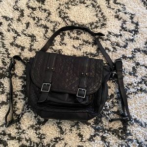 Ash black soft leather convertible backpack and shoulder bag
